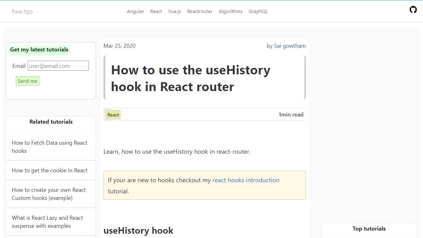 How to use the useHistory hook in React router | Reactgo